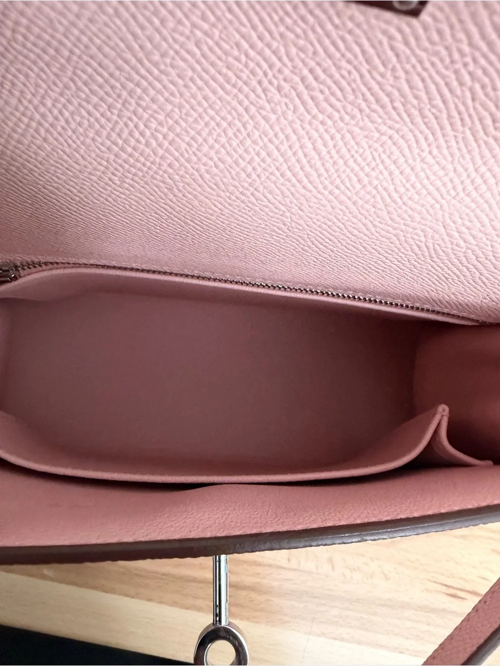 IMPORTED KELLY EPSOM PINK ROSE SAKURA 25 CM PHW SELLIER